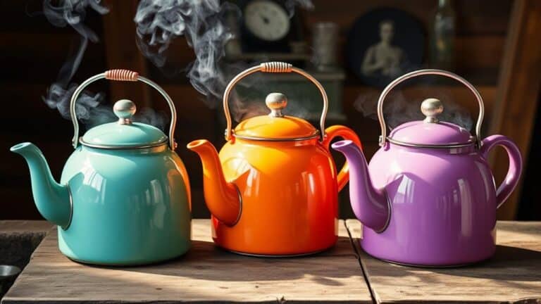 enamel coated retro tea kettles